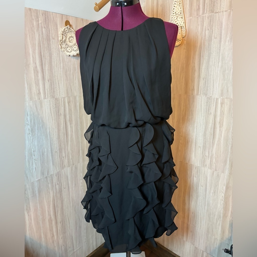 Coldwater Creek Black Ruffle Midi Dress